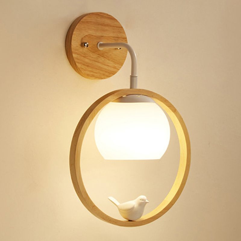 Modern Style Round Wall Light Sconces Wood 1 Light Wall Lighting Ideas