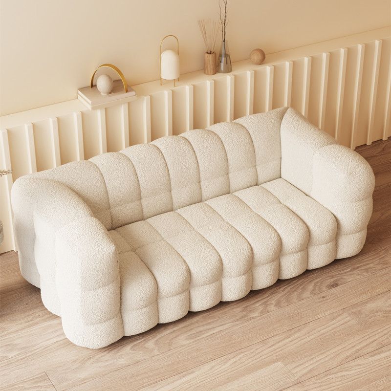 White Biscuit Back Sofa Stain Resistant Modern Tuxedo Arm Sofa