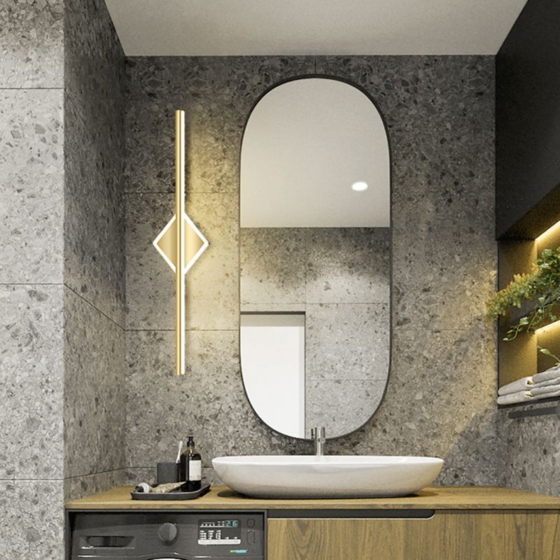 Gold LED Vanity Light Fixtures Modernist Mirror Front Lighting with Silicone Shade