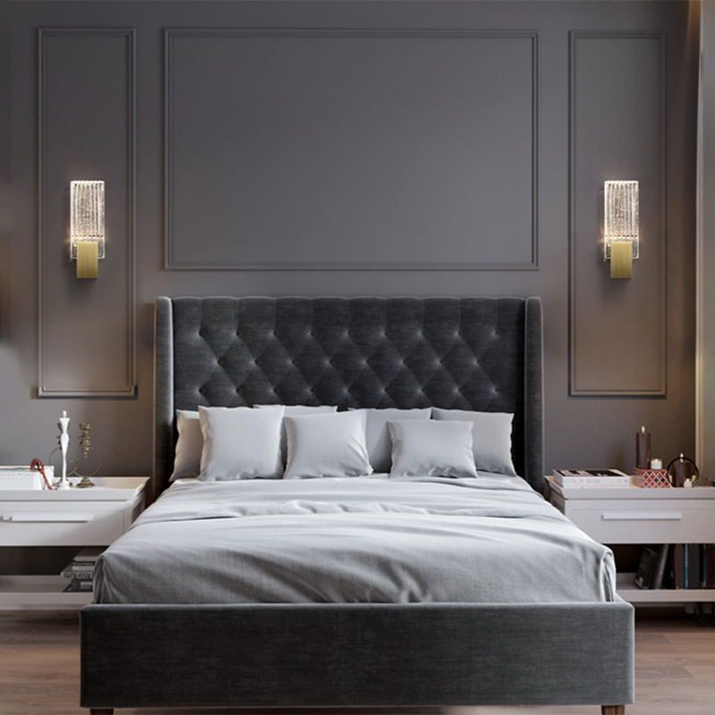 Bobble Crystal Rectangular LED SCONCE Postmodern Brass Wall Lighting per camera da letto