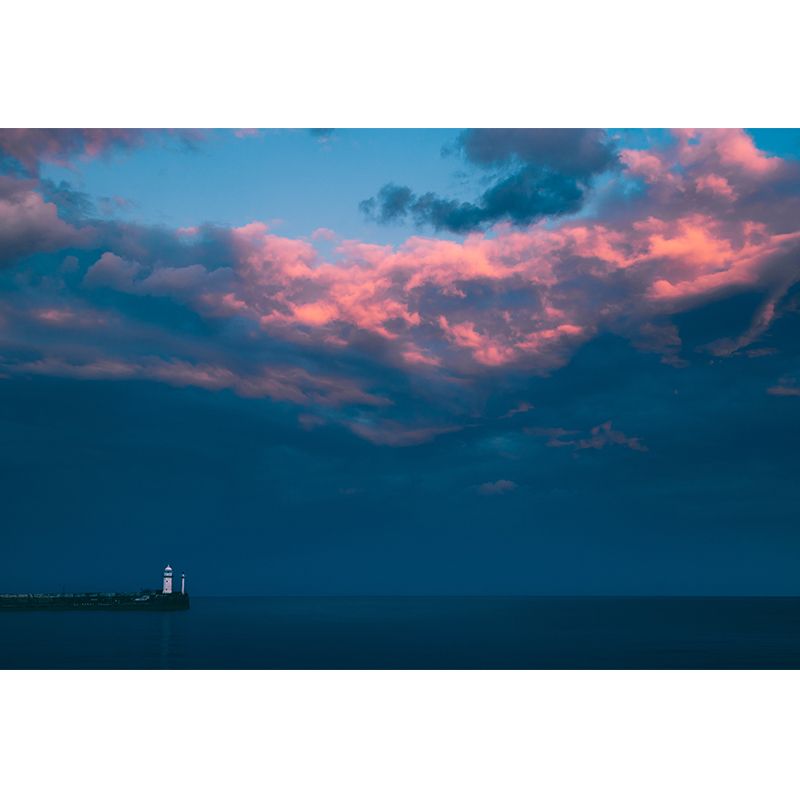 Contemporary Style Clean Sky and Cloud Mural Wall Covering for Living Room