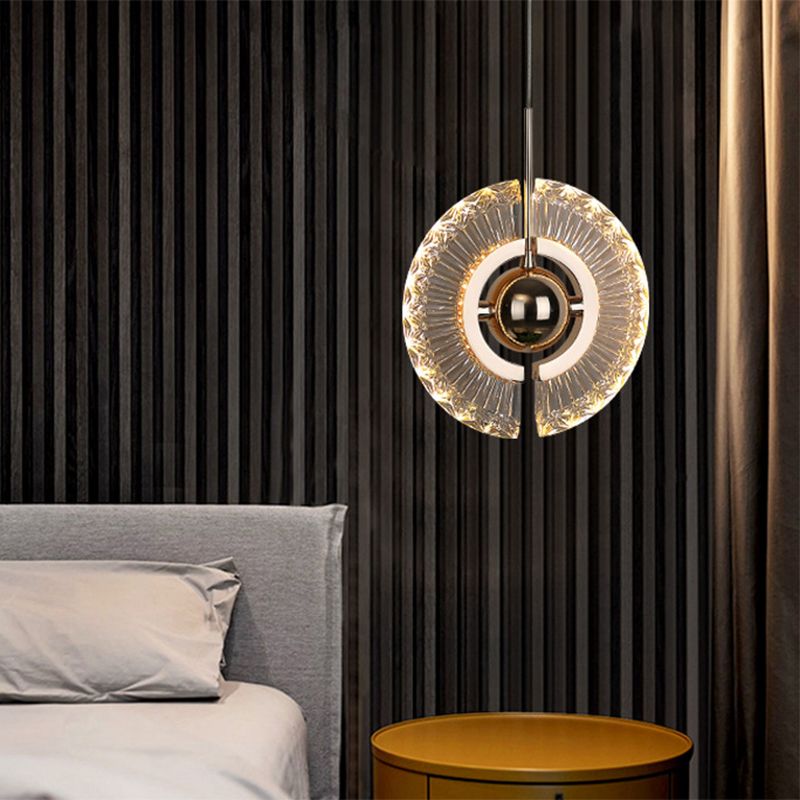 Ring Wohnzimmer hängende hängende Lichtkristall -LED Moderne hängende Beleuchtung in Gold
