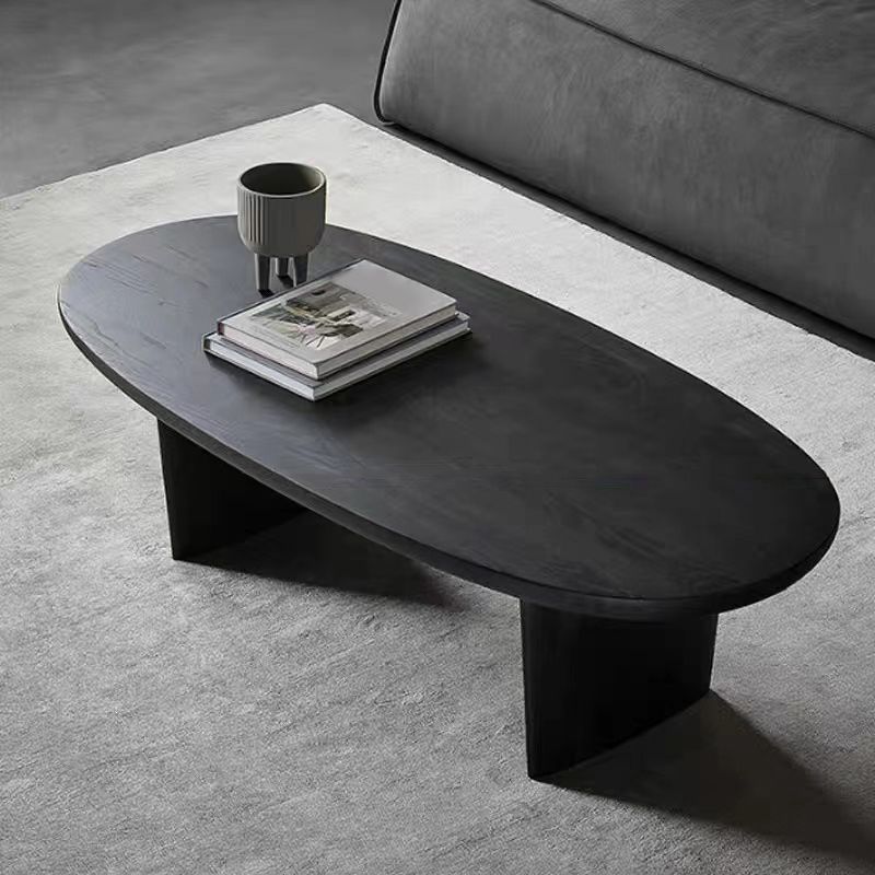 2 Legs Coffee Table Contemporary Solid Wood Coffee Cocktail Table