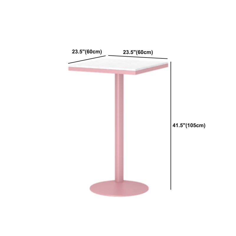 1/3/4/5 Pieces Industrial Pink Bar Table Set Round Bistro Set with White Faux Marble Top