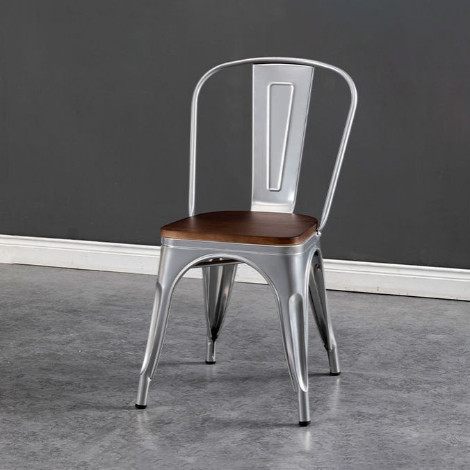 Industrial Style Solid Wood Dining Set with Metal 4 Legs Fixed Table Dinette Set for Restaurant