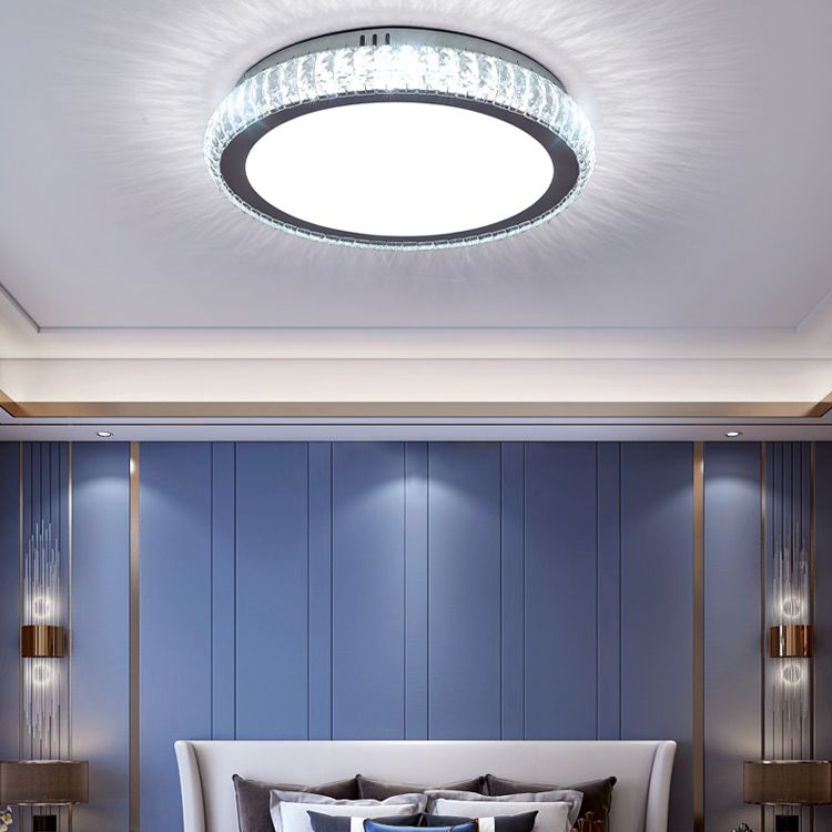 Contemporary Flush Mounted Ceiling Lights LED Crystal Shade Ceiling Mount Lighting
