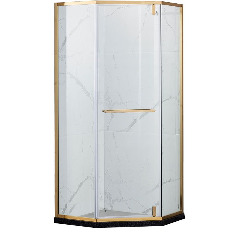 Pivot Tempered Glass Shower Door, Diamond Shape Stainless Steel Frame Shower Door