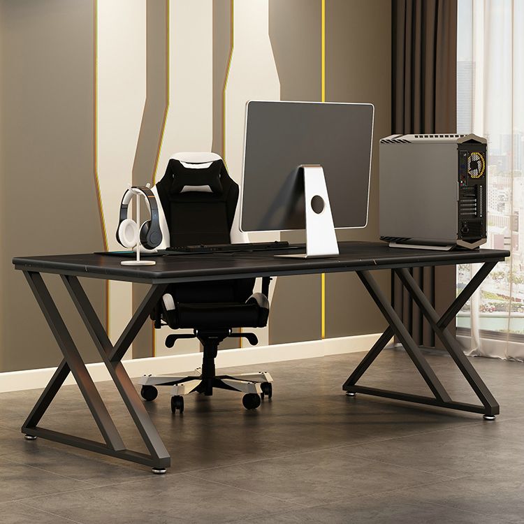 Black Rectangular Writing Desk Bedroom Office Desk with Metal Legs