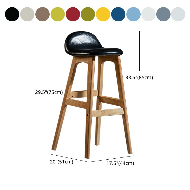 Scandinavian Natural Wood Counter Stools Low Back Bar Stools with Bucket Seat