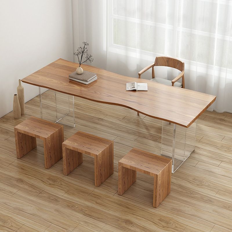 Rectangle Double Pedestal Dining Table Modern Wood Table for Dining Room