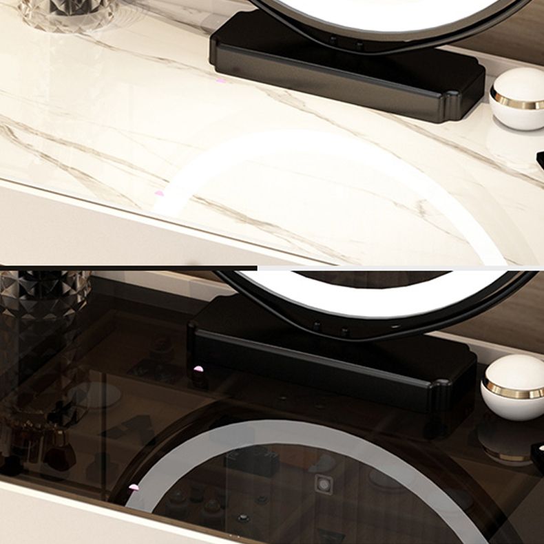 Contemporary Glass Vanity Dressing Table Bedroom Makeup Vanity Desk with Drawer