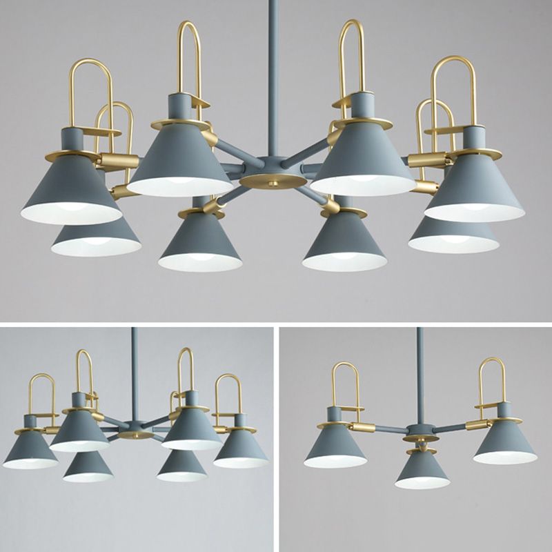 Conical Chandelier Pendant Light Minimalist Style Metal Living Room Suspension Light