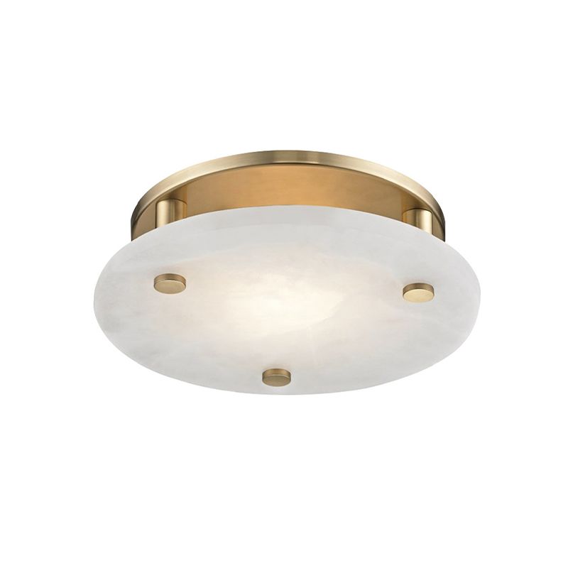 Gold Circle Ceiling Light Fixture Colonialism White Glass 3 Lights Living Room Semi Flush Mount