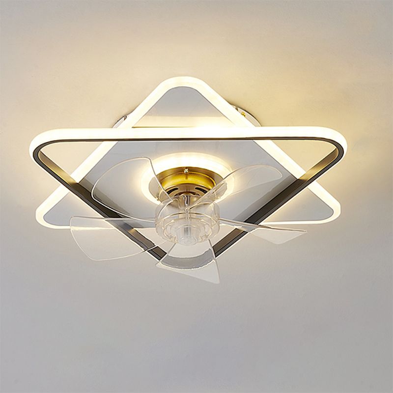 3-Lights Modern LED Fan Light Metal Geometric Flush Mount Light for Living Room