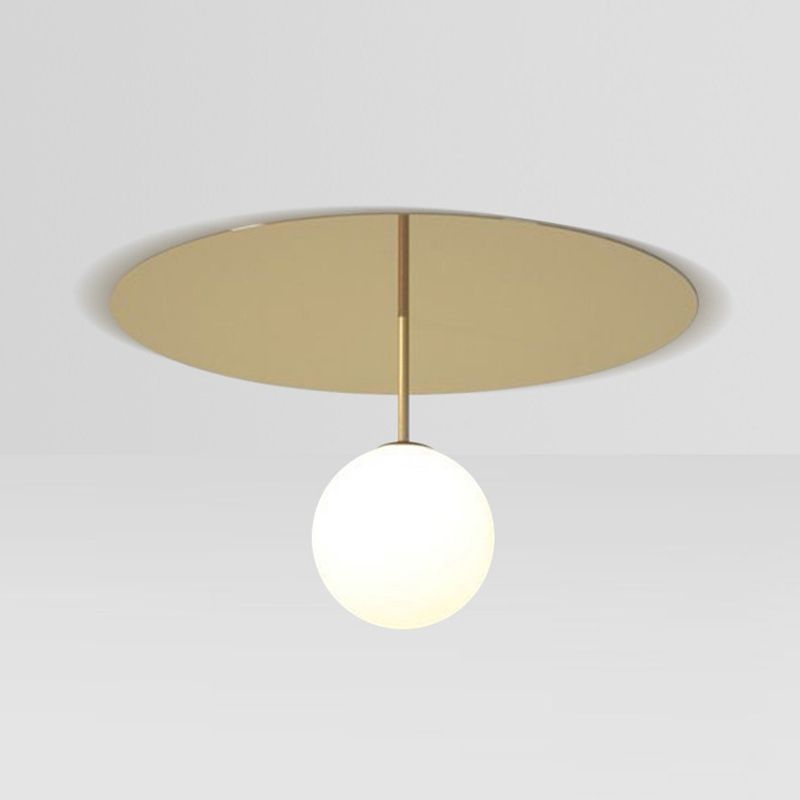 Metal Ceiling Light 1-Light Ceiling Mount Light with Glass Shade for Living Room