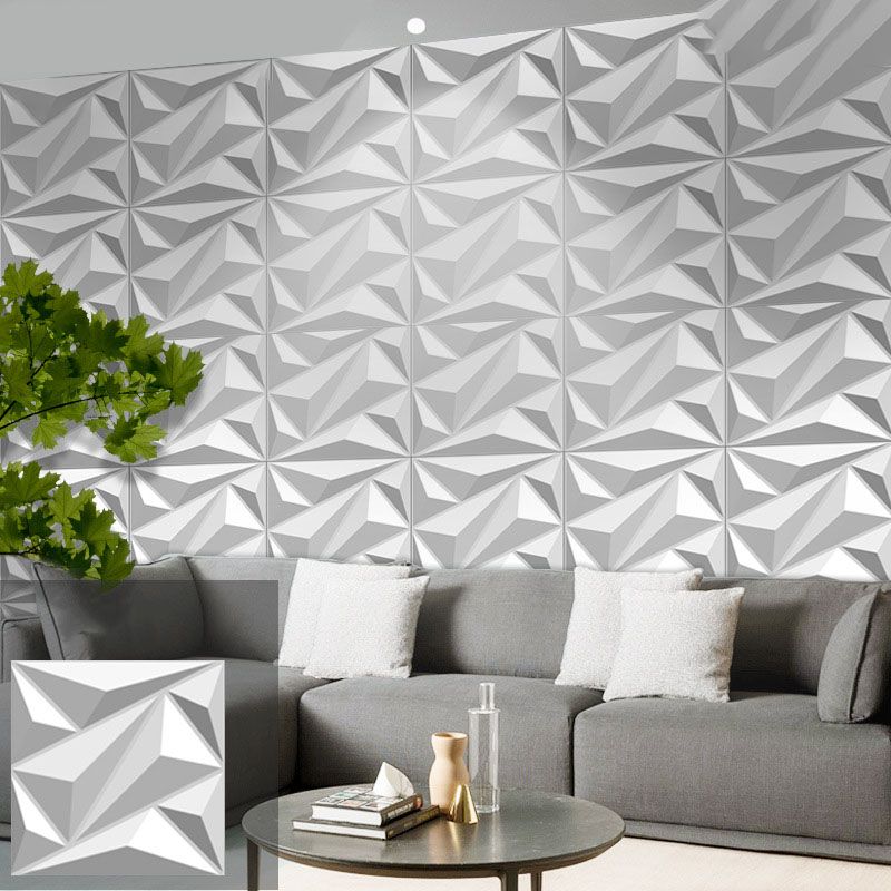 Modern Style Wall Plank 3D Print Bathroom Living Room Wall Panels Set of 40 in White