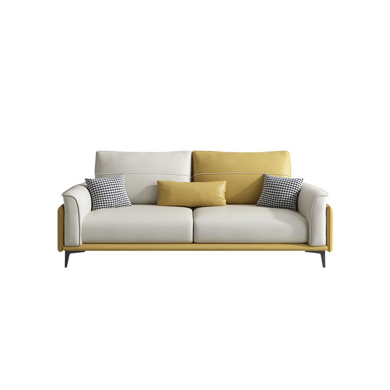 Stain Resistant Slipcovered Faux Leather Flared Arm White Seating