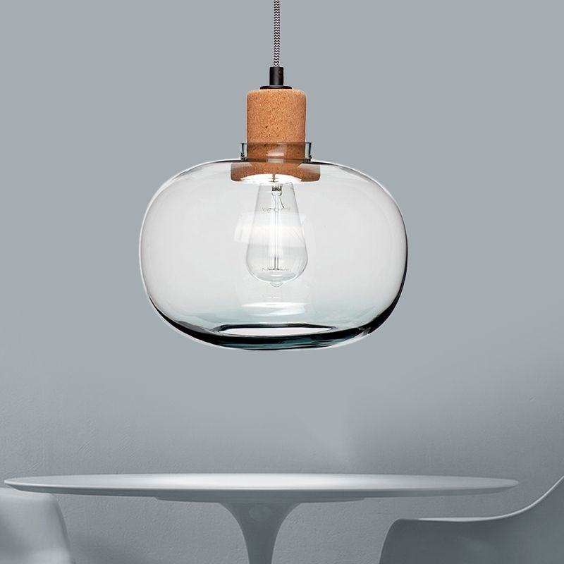 Kit de pendentif en verre en verre transparent transparent moderne 1 têtes de tête d'éclairage suspendu avec liège avec liège