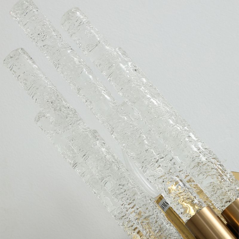 Unique Shade Multi Lights Wall Sconce Modern Style Crystal Wall Mount Light Fixture in Brass