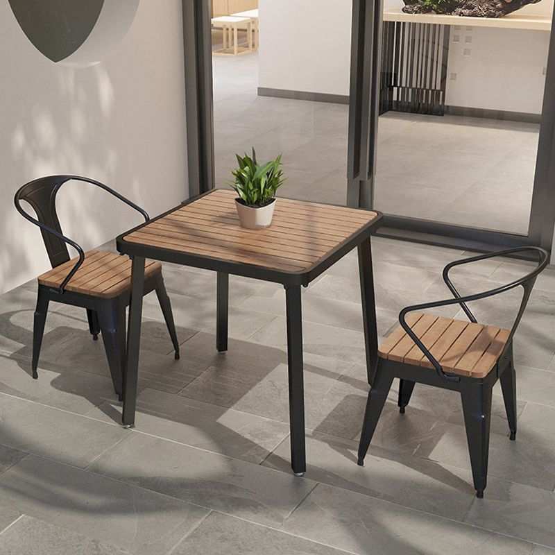 Mesa de comedor de madera maciza industrial Mesa de cocina en la naturaleza con metal 4 patas
