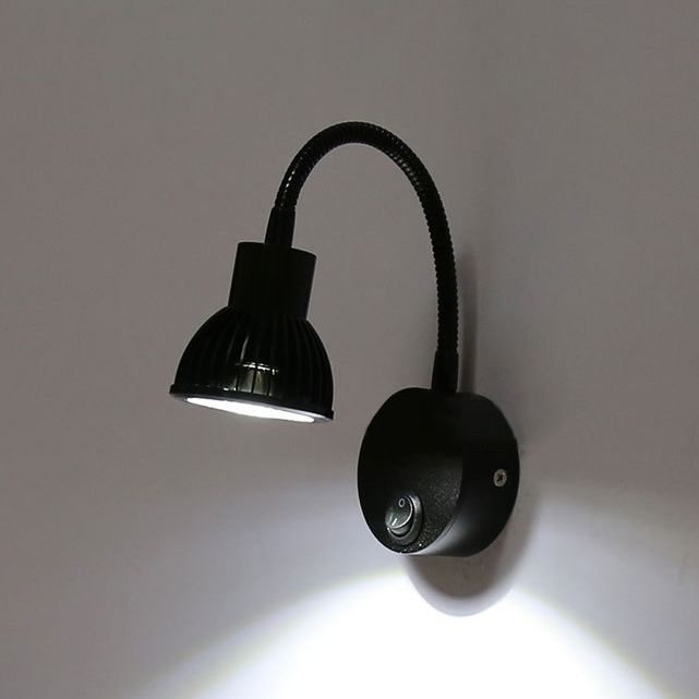 Moderne kom metalen schaduw wandlamp LED verstelbare wandlicht SCONCE met/zonder schakelaar in zwarte afwerking, warme/witte verlichting