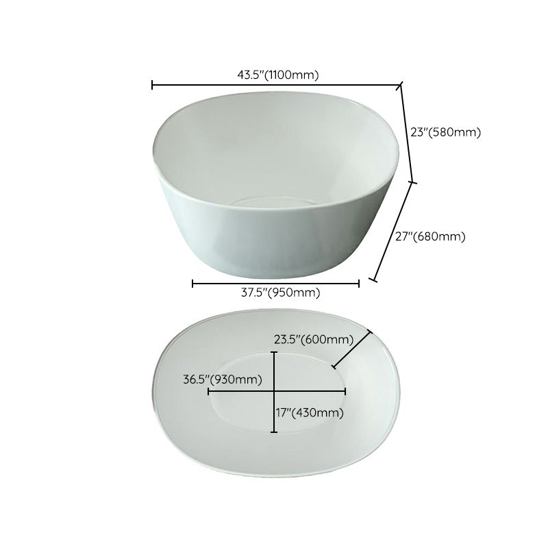 Modern Style Freestanding Bath Tub Acrylic Round Bathtub in White