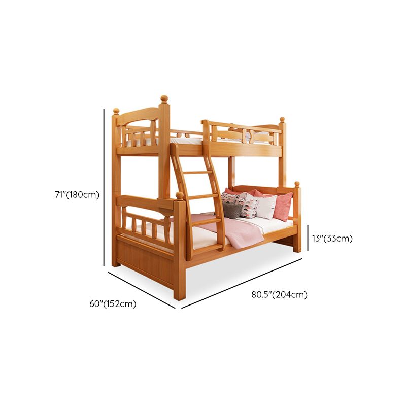 Solid Wood Bunk Bed Modern Style Natural Bunk Bed with Headboard