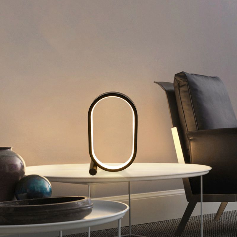 Oval Nightstand Light Simplicity Acrylic Bedside LED Table Light with USB Charging Cord