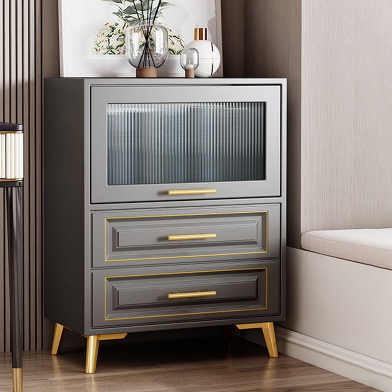 Contemporary Grey Cabinet with Glass Door and 2 Soft Close Drawers