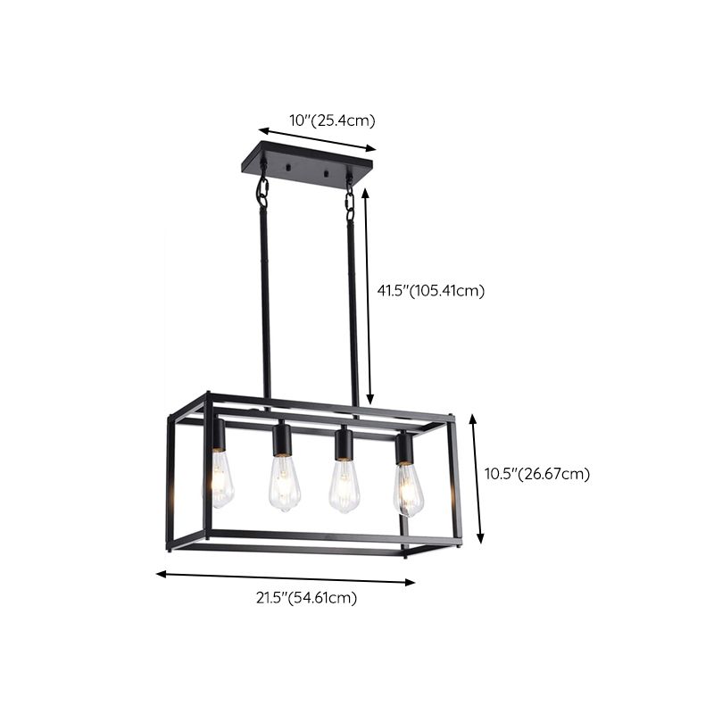 Industrial Pendant Light Rectangle Shape Island Light with Metal Shade for Living Room