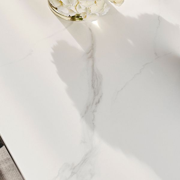 White Stone Top Dining Table Stainless Steel 4 Legs Dining Table