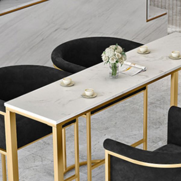 Round Stone Bistro Set 1/2/3/5 Pieces Glam Gold Base Table and Stools