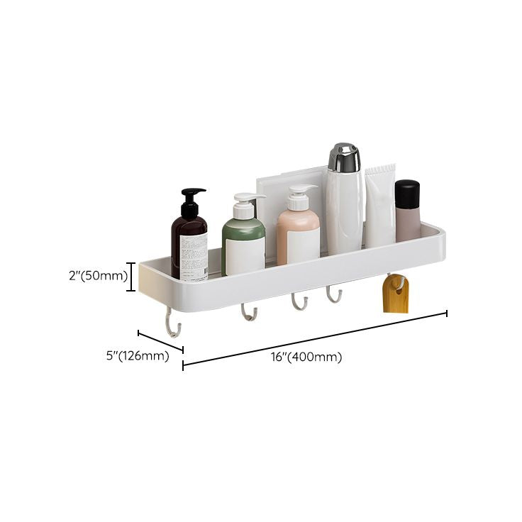 Contemporary Bathroom Accessory Set Metal Bath Shelf in White