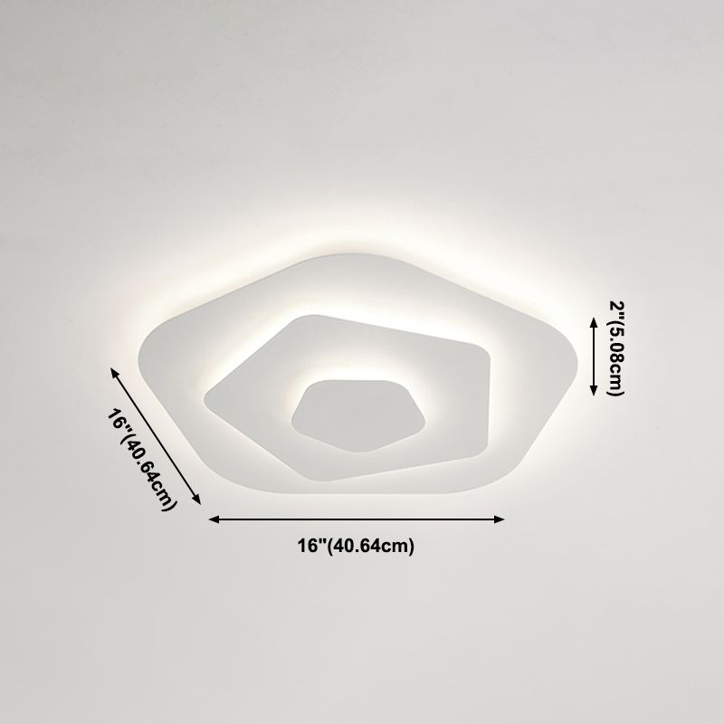 Lacquered Metal LED Flush Mount in Modern Concise Style Acrylic Geometric Ceiling Light in White