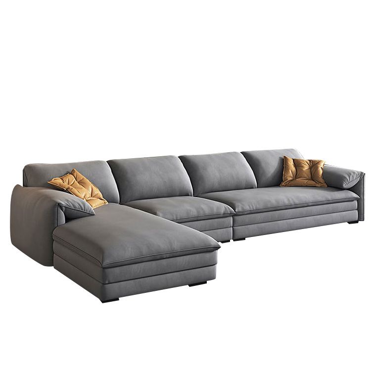 68"W Contemporary Sectional Sofa Fabric Stationary Sectional