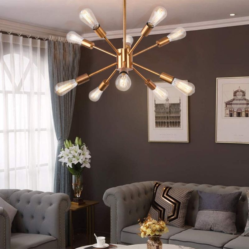 Modern Gold Sputnik Chandelier 10-Light Sphere Satellite Style Ceiling Lights
