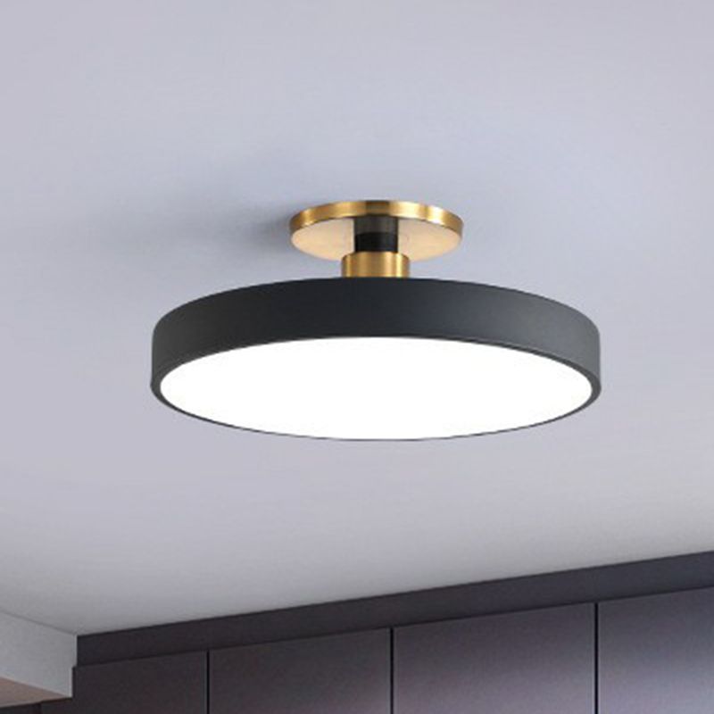 Round Flush Mount Light Nordic Style Acrylic Bedroom LED Semi Flush Ceiling Light