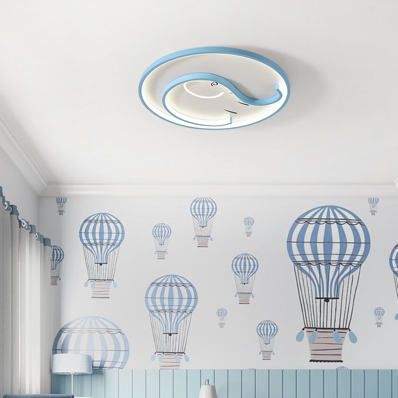 Plafonnier affleurant à abat-jour unique en métal, style enfant, luminaire multi-lumières