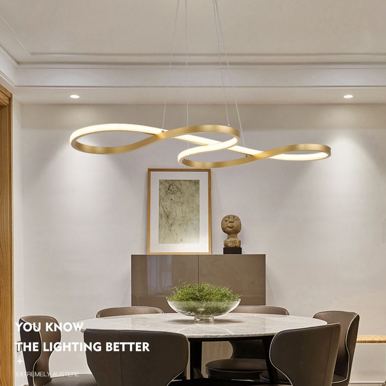 Aluminium LED Linear Pendant Light in Modern Creative Style Silica Gel Ceiling Light for Dining Room