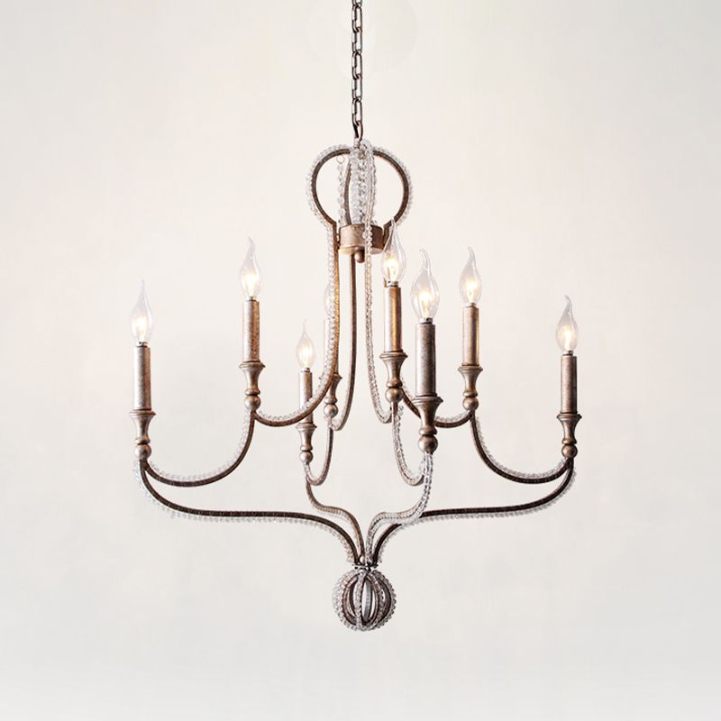 8 Lichter Candelabra Kronleuchter Leuchte MINIMALISMIMALISMIMALISCHER SILFER Kristallanhänger