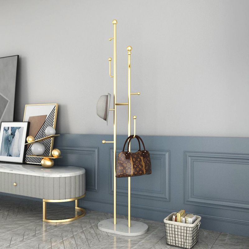 Nordic Free Standing Metal Coat Rack Marble Bottom for Living Room