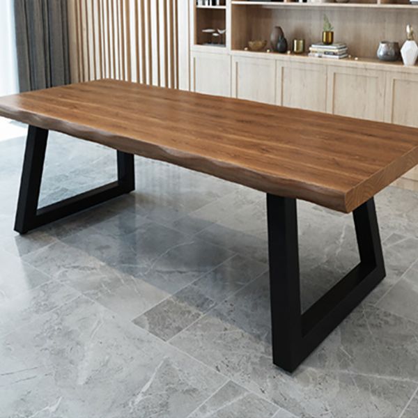 Pine Wood Top Dining Table Industrial Rectangle Table with Sled Base