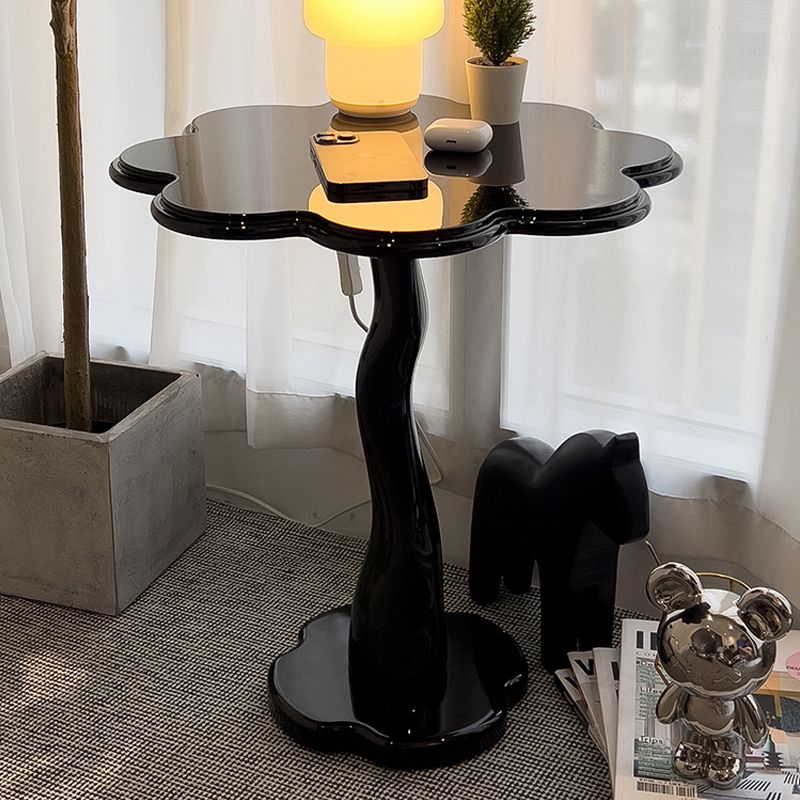 Contemporary Wood Side Table with Cloud Shap Top and 1 Leg Base