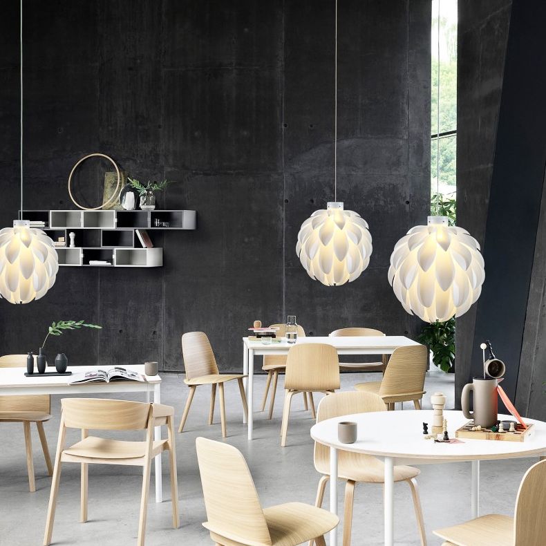 White Plastic Single Hanging Lamp in Modern Creative Style Wrought Iron Pinecone Pendant Light