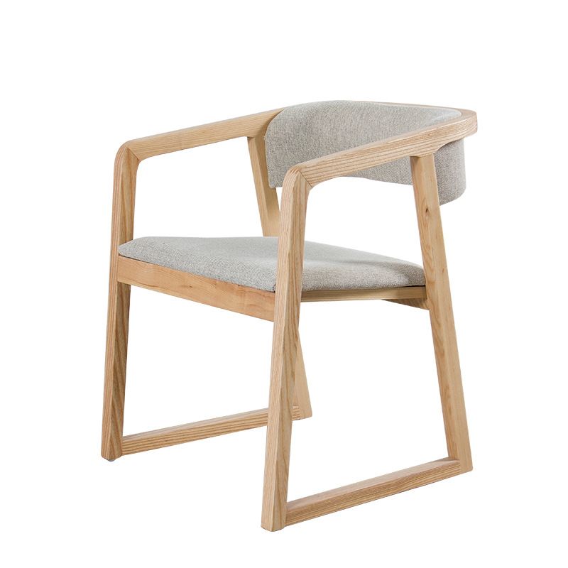 Glam Style Wooden Dining Arm Chair Matte Finish Open Back Dining Chair for Dinning Room