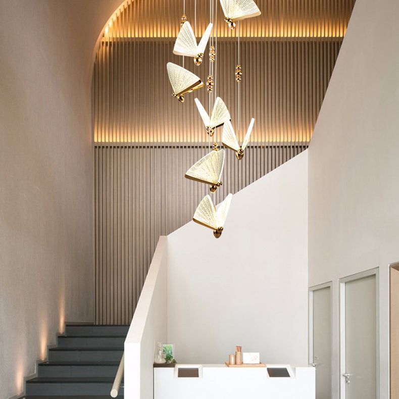 Modern Creative Creative Butterfly Candant Light Creative Acrilic Acrilic Hanging Lampade per soggiorno