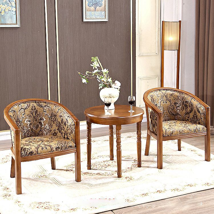 Traditional Style Dining Chair Upholstered Solid Wood Arm Chair for Hotel