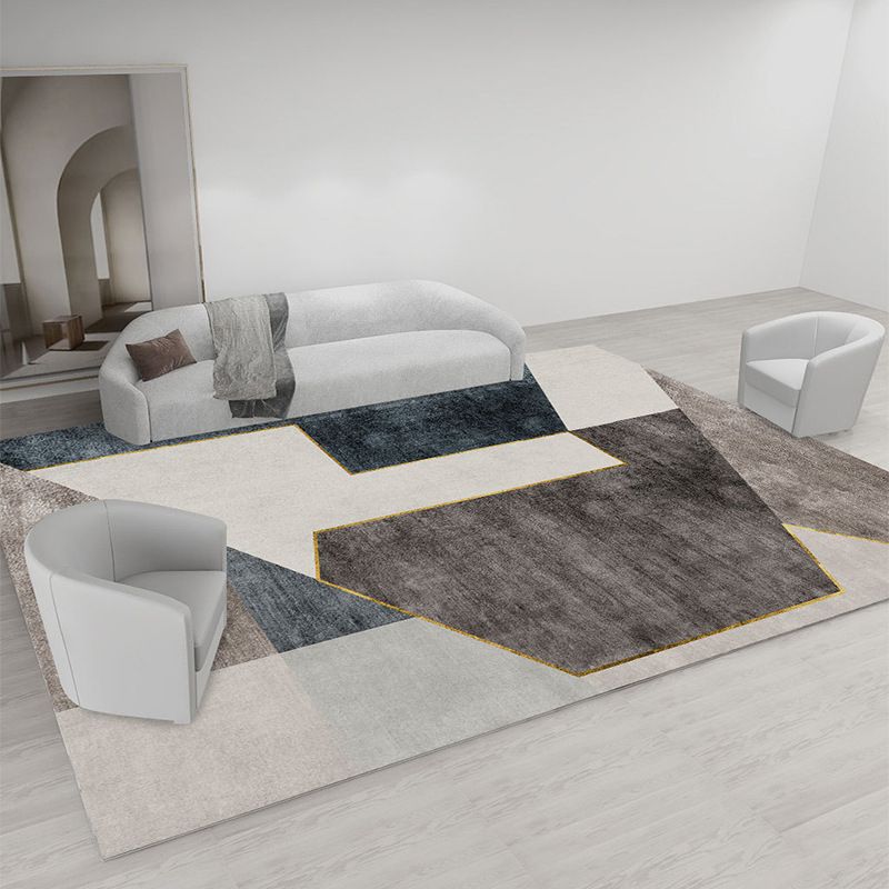 Light Beige Simple Carpet Polyester Straight Stripe Carpet Washable Carpet for Home Decor