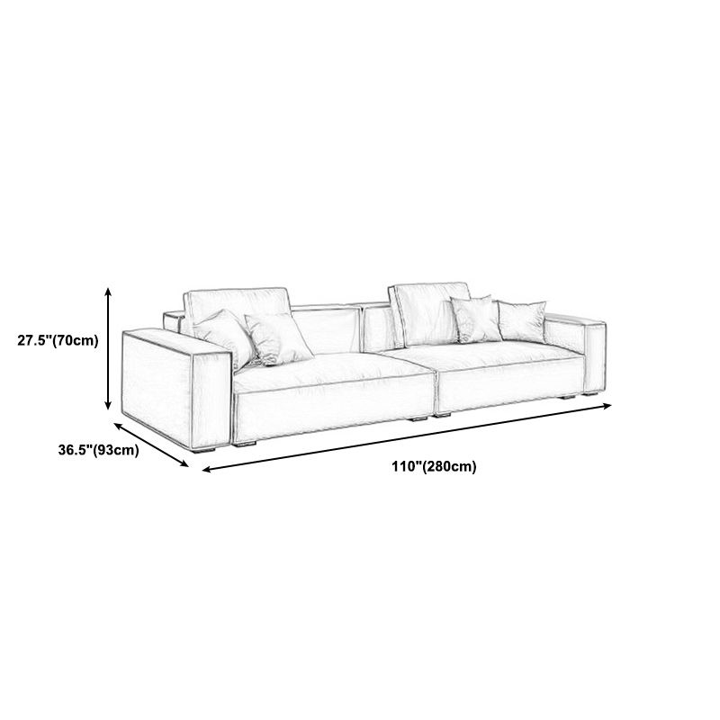 Genuine Leather Square Arm Living Room Standard Dark Brown Seating