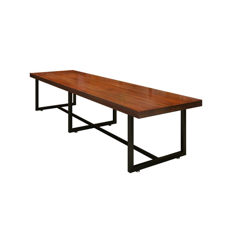 Industrial Rectangle Dining Room Table Solid Wood Trestle Base Dining Table